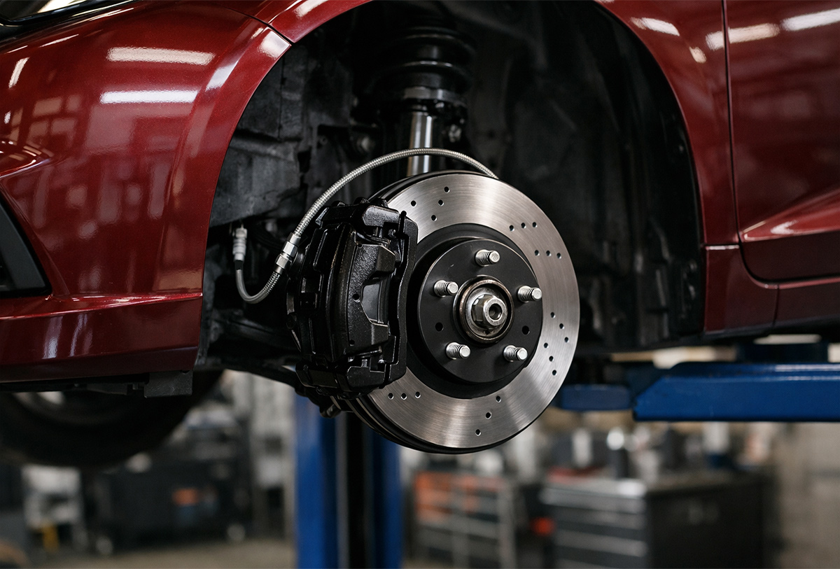 Bremsanlage mit montierter Stahlflex Bremsleitung